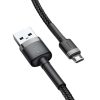 Baseus Cafule USB-Micro-USB kábel, 0.5m, 2.4A  (szürke-fekete)