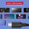 UGREEN USB-Mikro USB kábel, QC 3.0, 2,4A, 0,25m (fekete)