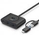 UGREEN USB 3.0 + USB-C 3.1 4 portos HUB, OTG (fekete)