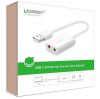 UGREEN Külső USB hangkártya, 15cm (fehér)