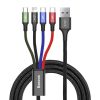 Baseus Fast 4 az 1-ben USB-kábel 2xUSB-C / Lightning / Micro 3,5A 1,2 m (fekete)