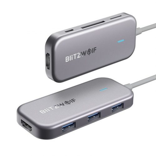 Adapter 7 az 1-ben Blitzwolf BW-TH5 USB-C hub 3xUSB 3.0-hoz, HDMI, USB-C PD, SD, microSD, SD, microSD