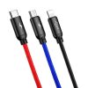 Baseus 3 az 1-ben USB-C / Lightning / Micro-USB kábel, 3,5A, 0,3 m (fekete)