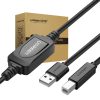 UGREEN US122 USB 2.0 A-B nyomtatókábel, 10 m (fekete)