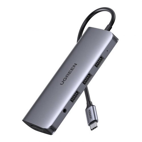 UGREEN 10 az 1-ben HUB USB-C - HDMI 4K adapter, 3x USB 3.0, Type-C PD, RJ45, SD, Micro SD, VGA, AUX (szürke)