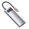 Baseus Metal Gleam sorozat 6 az 1-ben hub, USB-C - 3x USB 3.0 + HDMI + USB-C PD + Ethernet RJ45 (szürke)