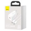 Baseus Super Si 1C 25W gyorstöltő adapter 1 m-es USB-C-USB-C kábellel (fehér)