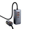 Baseus Share Together autós töltő hosszabbítóval, 3x USB, USB-C, 120W (szürke)