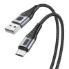 USB-Micro USB kábel VFAN X10, 3A, 1,2m, fonott (fekete)