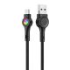 USB és Micro USB kábel VFAN Colorful X08, 3A, 1.2m (fekete)