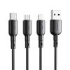 USB és USB-C kábel VFAN Colorful X11, 3A, 1m (fekete)