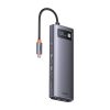 Baseus Metal Gleam sorozat 9 az 1-ben hub, USB-C - 32x USB 3.0 + 2x HDMI + USB 2.0 + USB-C PD + Ethernet RJ45 + microSD/SD