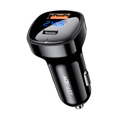 Car Charger Acefast B4, 66W, USB-C + USB, with display (black)