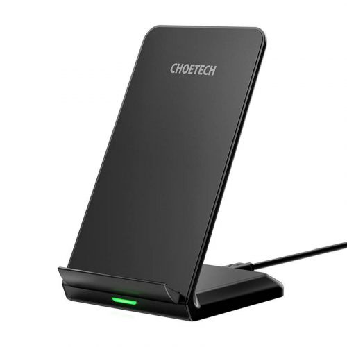 Choetech 10W-os induktív vezeték nélküli töltő állvánnyal (fekete)