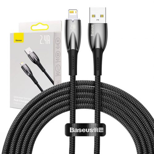 Baseus Glimmer USB - Lightning töltőkábel, 2.4A, 2m (fekete)