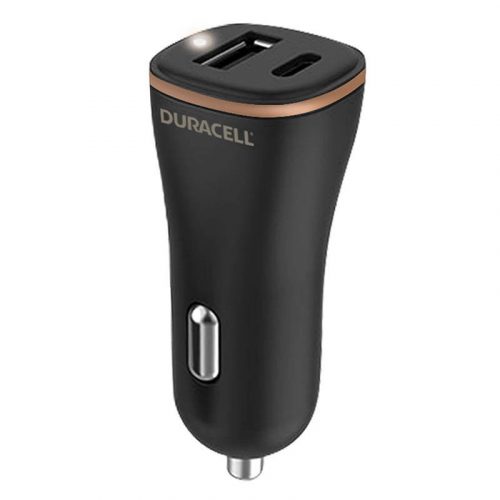 Car Charger USB, USB-C 27W Duracell (Black)