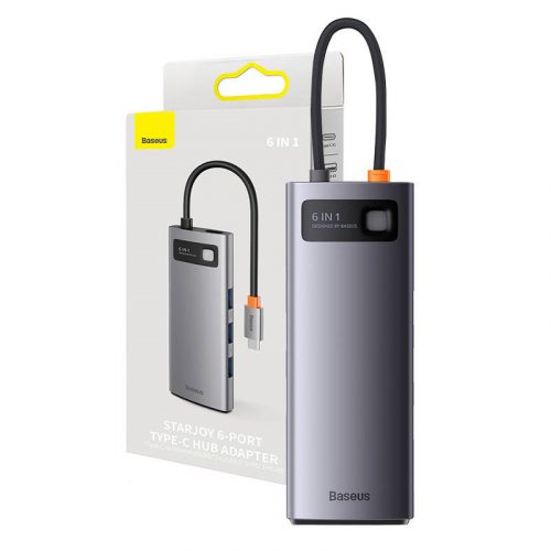 Baseus StarJoy 6 az 1-ben Hub, USB-C - 3x USB 3.0 + HDMI + USB-C PD + RJ45