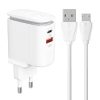 Wall charger  LDNIO A2423C USB, USB-C + MicroUSB cable