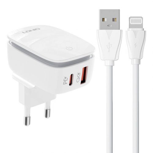 Wall charger  LDNIO A2425C USB, USB-C+ Lightning cable