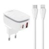 Wall charger  LDNIO A2425C USB, USB-C + USB-C - Lightning cable