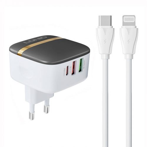 Wall charger LDNIO A3513Q 2USB, USB-C 32W + USB-C - Lightning cable