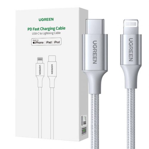 UGREEN US304 USB-C 2.0-Lightning kábel, 3A, 1m (ezüst)