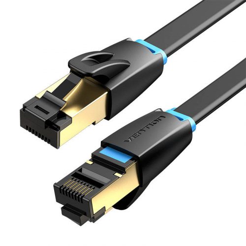 Lapos hálózati kábel CAT8 U/FTP Vention IKCBG RJ45 Ethernet 40Gpbs 1m (fekete)