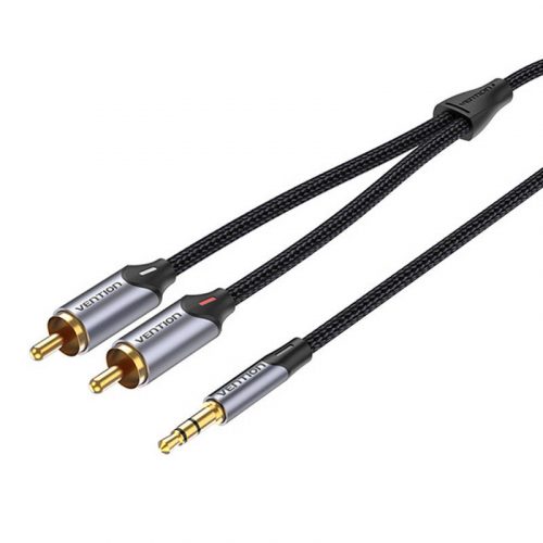 Audio kábel 2xRCA 3.5mm Vention BCNBG 1.5m (szürke)