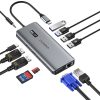 Adapter 12w1 Choetech HUB-M26 USB-C USB-C+ USB-A+ HDMI+ VGA+ AUX+ SD+ TF adapterhez (szürke)