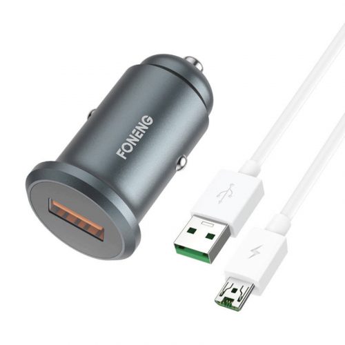 Car charger Foneng C15, USB, 4A + cable USB to Micro USB (grey)