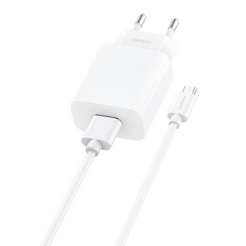 Gyorstöltő Foneng EU28, 1xUSB, QC 3.0 + kábel USB Micro