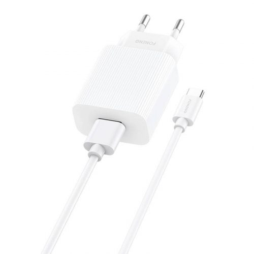 Gyorstöltő Foneng 1x USB EU28 QC 3.0+ USB C típusú kábel