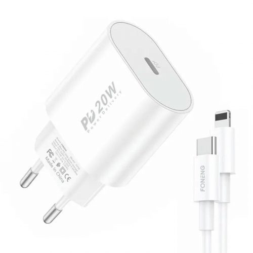 Fast charger Foneng 1x USB PD 3.0 EU39 + USB C to Lightning