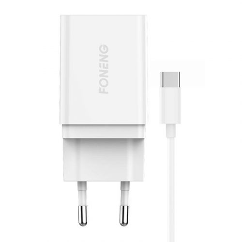 Gyorstöltő Foneng 1x USB K300 + USB-C kábel USB-ről USB-C-re