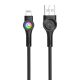 Foneng X59 USB Lightning kábel, LED, 3A, 1m (fekete)