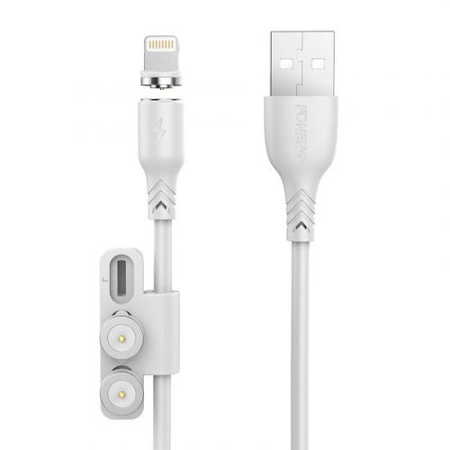 Foneng X62 Mágneses 3in1 USB USB-C / Lightning / Micro USB kábel, 2.4A, 1m (fehér)