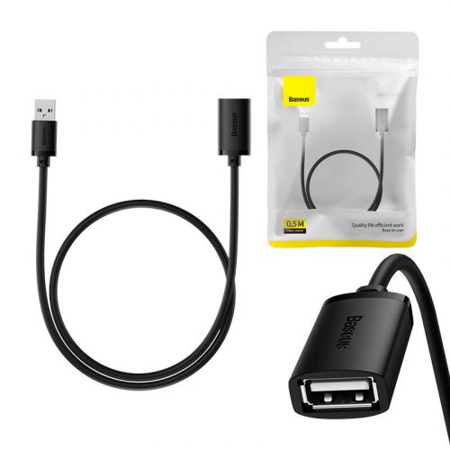 Baseus AirJoy Series USB 2.0 hosszabbítókábel, 0,5m (fekete)