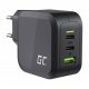 Energiatöltő Green Cell GC PowerGaN 65W (2x USB-C Power Delivery, 1x USB-A kompatibilis Quick Charge 3.0-val)