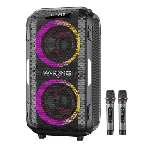 Vezeték nélküli Bluetooth hangszóró W-KING T9 Pro 120W + 2 mikrofon (fekete)