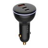 LDNIO C102 Car Charger, USB + 2x USB-C, 160W + USB to Micro USB Cable (Black)