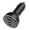 LDNIO C102 Car Charger, USB + 2x USB-C, 160W + USB to Micro USB Cable (Black)