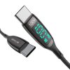 BlitzWolf BW-TC23 USB-C - USB-C töltőkábel kijelzővel, 100W, 1.8m (fekete)