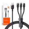 3in1 USB USB-C / Lightning / Micro USB kábel, Mcdodo CA-0930, 6A, 1.2m (fekete)