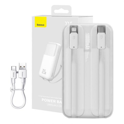 Baseus Powerbank Comet 10000mAh, USB - USB-C, villám, 22.5W (fehér)