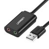 UGREEN 15 cm-es USB külső hangkártya (fekete)