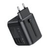 Travel wall charger Choetech PD5008, 3xUSB-A, 1xUSB-C, GaN, 30W, US/EU/UK/AU (black)