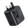 Travel wall charger Choetech PD5008, 3xUSB-A, 1xUSB-C, GaN, 30W, US/EU/UK/AU (black)