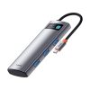 Baseus Gleam 7 az 1-ben Hub, USB-C 1x HDMI4K 60Hz + 3x USB3.0 + 1x PD + 1x SD/TF (szürke)