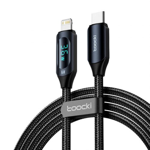 Toocki töltőkábel USB C-L, 1m, 36W (fekete)