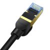 Baseus fonott hálózati kábel Cat.7, Ethernet RJ45, 10Gbps, 0,5m (fekete)